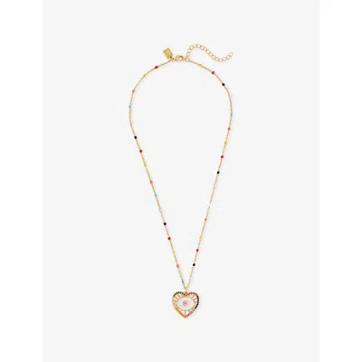 Crystal Haze Womens Multi/gold Only Cuteness 18ct Yellow-gold Plated Brass, Enamel And Cubic-zirconia Necklace