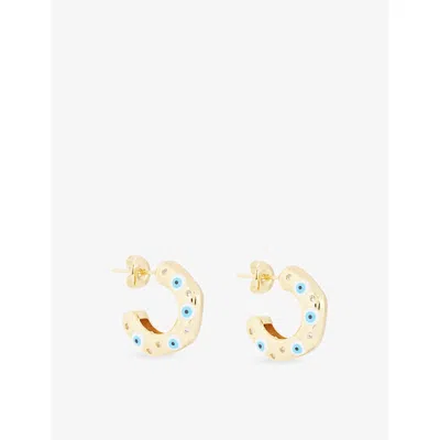 Crystal Haze Womens No Envy Evil Eye 18ct Yellow-gold Plated Brass And Enamel Hoops