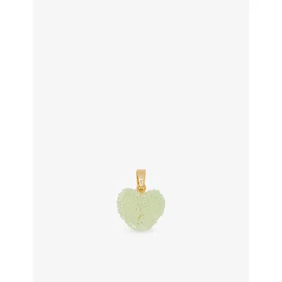 Crystal Haze Womens Pistachio Jelly Heart Connector 18ct Yellow-gold Plated Brass And Resin Pendant In Green