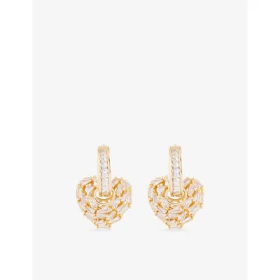 Crystal Haze Womens Puzzle Heart 18ct Yellow-gold Plated Brass And Cubic-zirconia Earrings