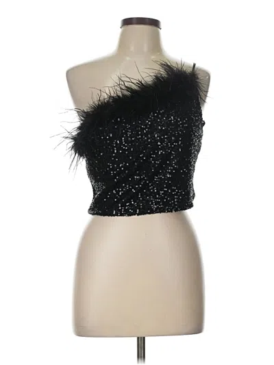 Pre-owned Crystal Sky Sleeveless Top Black One Shoulder Neckline Tops
