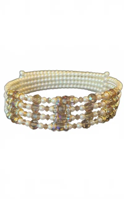 Crystalare 4 Strand Pear And Crystal Choker In Multi In Silver