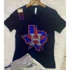 Crystallized By Sparkle Texas H Rhinestone Baseball Tee In Black In Black