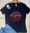 Crystallized By Sparkle Women's Rhinestone Spurs V-neck Tee In Black