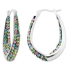 Crystalogy Multi-color Crystal Inside Out Oval Shape Hoop Earrings, Silver Plated, 1.2" In Multi