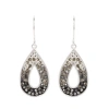Crystalogy Silver Plated Black And White Ombre Crystal Teardrop Earrings In Blue