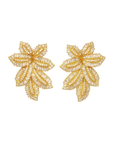 Crystals And Co Women's Crystal Leaf Earrings Gold In Yellow
