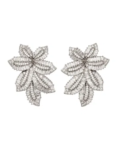 Crystals And Co Women's Crystal Leaf Earrings Silver In Gray