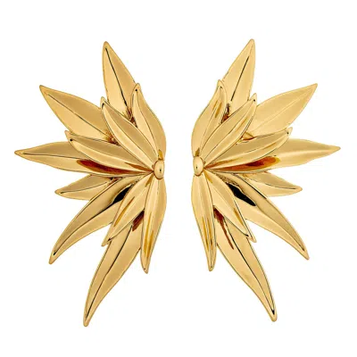 Crystals And Co Women's Gold Fan Leaf Earrings