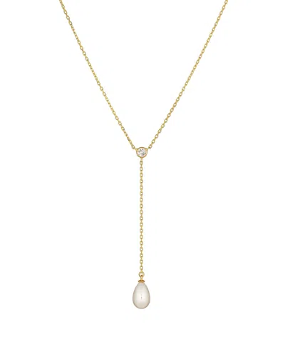 Crystals And Co Women's Gold Pearl Lariat Layering Necklace