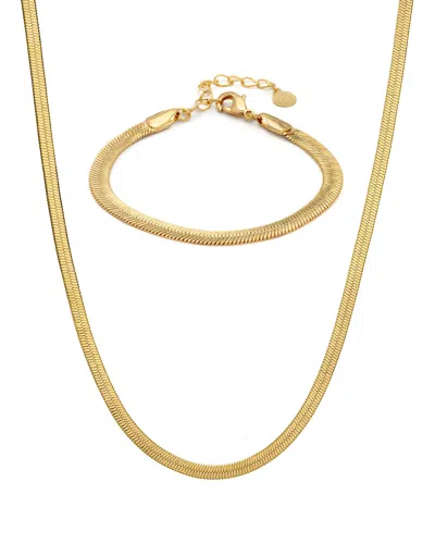 Crystals And Co Women's Gold Thick Herringbone Set