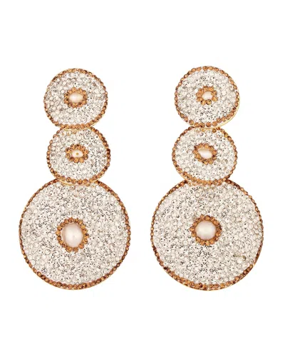 Crystals And Co Women's Large White Three Drop Earrings