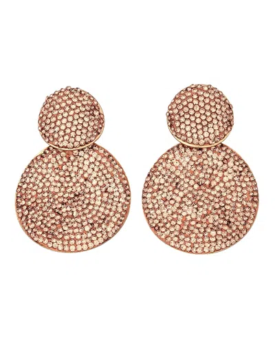 Crystals And Co Women's Peach Double Drop Earrings In Orange