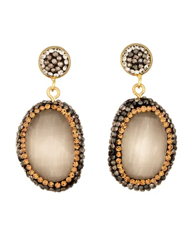 Crystals And Co Women's White Cabochon Single Drop Earrings