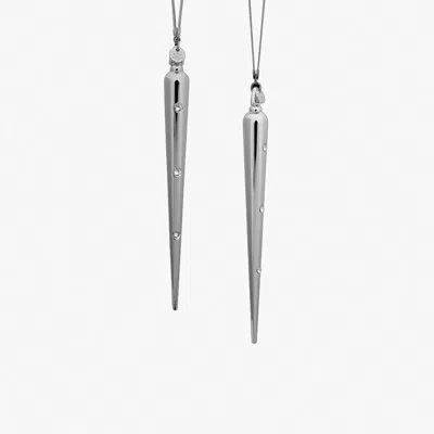 Crystamas Icicle Diamante Holiday Shaped Ornament In Platinum