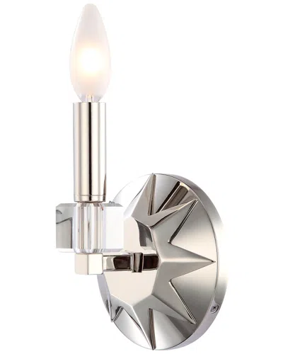 Crystorama 1-light Carson Polished Nickel Sconce In Silver