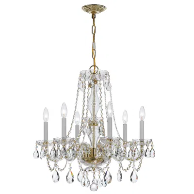 Crystorama 23" Wide 6-light Brass And Traditional Crystal Chandelier In Gold