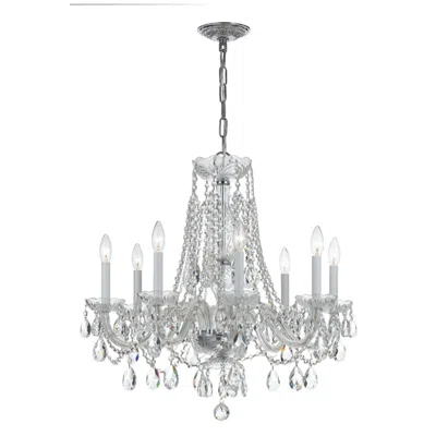 Crystorama 26" Polished Chrome 8-light Traditional Crystal Chandelier In White