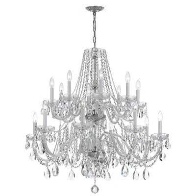 Crystorama 37" Wide Chrome 16-light Traditional Crystal Chandelier In White