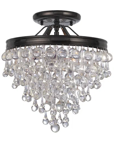 Crystorama 3-light Calypso Semi Flush Mount In Black