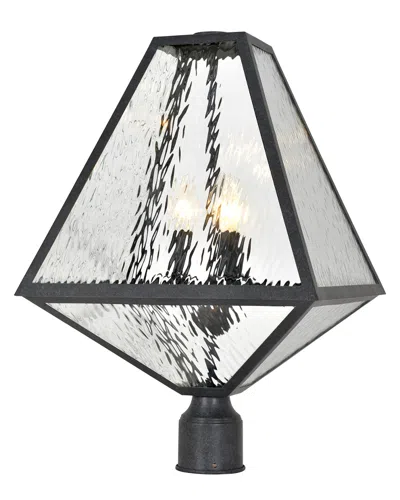Crystorama 3-light Glacier Outdoor Lantern Post In Black