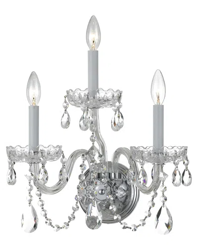 Crystorama 3-light Traditional Crystal Sconce In Silver
