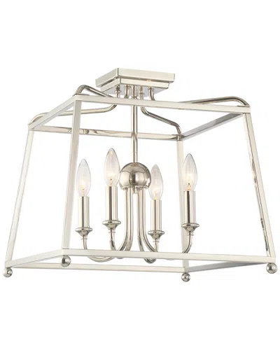 Crystorama 4-light Sylvan Flush Mount In Silver