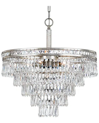 Crystorama 6-light Mercer Chandelier Hand Cut Crystal In Silver