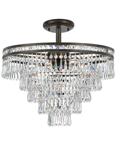 Crystorama 6-light Mercer Semi Flush Mount Hand Cut Crystal In Silver