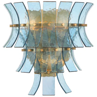 Crystorama Abigail 15'' Aged Brass Sconce In Blue