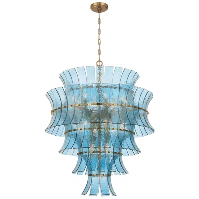 Crystorama Abigail 21 Light Aged Brass Chandelier In Blue