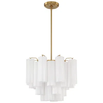 Crystorama Addis 17 3/4" Wide Aged Brass And White Glass Chandelier In Gold