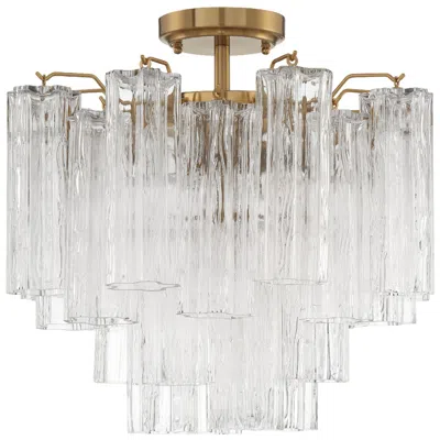 Crystorama Addis 17 3/4" Wide Aged Brass Clear Glass Ceiling Light In White