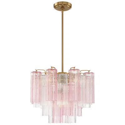 Crystorama Addis 17.75'' Aged Brass Chandelier In Pink