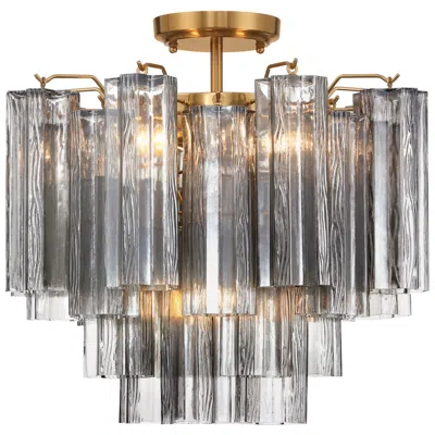 Crystorama Addis 17.75'' Aged Brass Semi Flush Mount In Gold