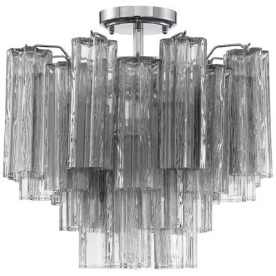 Crystorama Addis 17.75'' Polished Chrome Semi Flush Mount In Silver