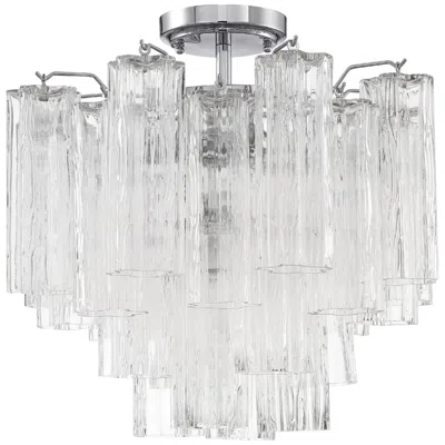Crystorama Addis 18" Wide 4-light Chrome And Glass Ceiling Light In Silver