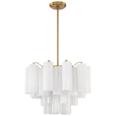Crystorama Addis 19 3/4"w Aged Brass And White Glass Tiered Chandelier In Gold