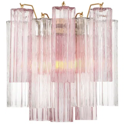Crystorama Addis 2 Light Aged Brass Sconce In Pink