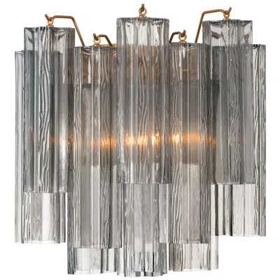 Crystorama Addis 2 Light Aged Brass Sconce In Gray