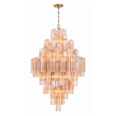 Crystorama Addis 20 Light Aged Brass Chandelier In Pink