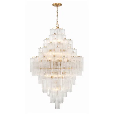 Crystorama Addis 20 Light Aged Brass Chandelier In White