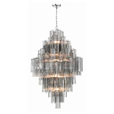 Crystorama Addis 20 Light Polished Chrome Chandelier In Gray