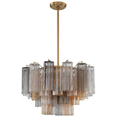 Crystorama Addis 22" Wide Aged Brass And Autumn Glass Tiered Chandelier