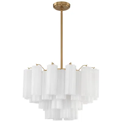 Crystorama Addis 22" Wide Aged Brass And White Glass Tiered Chandelier