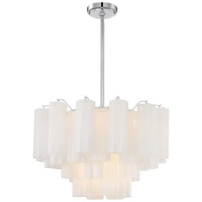 Crystorama Addis 22" Wide Polished Chrome And White Glass Chandelier In Silver