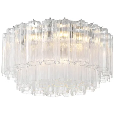 Crystorama Addis 22.25'' Polished Chrome Flush Mount In White