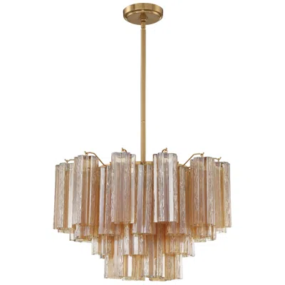 Crystorama Addis 22"w Aged Brass And Amber Glass Chandelier