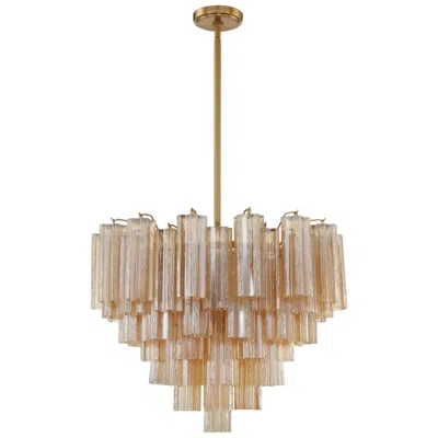 Crystorama Addis 26 3/4"w Aged Brass 12-light Chandelier W/ Amber Glass In Gold