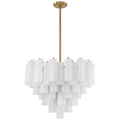 Crystorama Addis 26 3/4"w Aged Brass 12-light Chandelier W/ White Glass In Gold